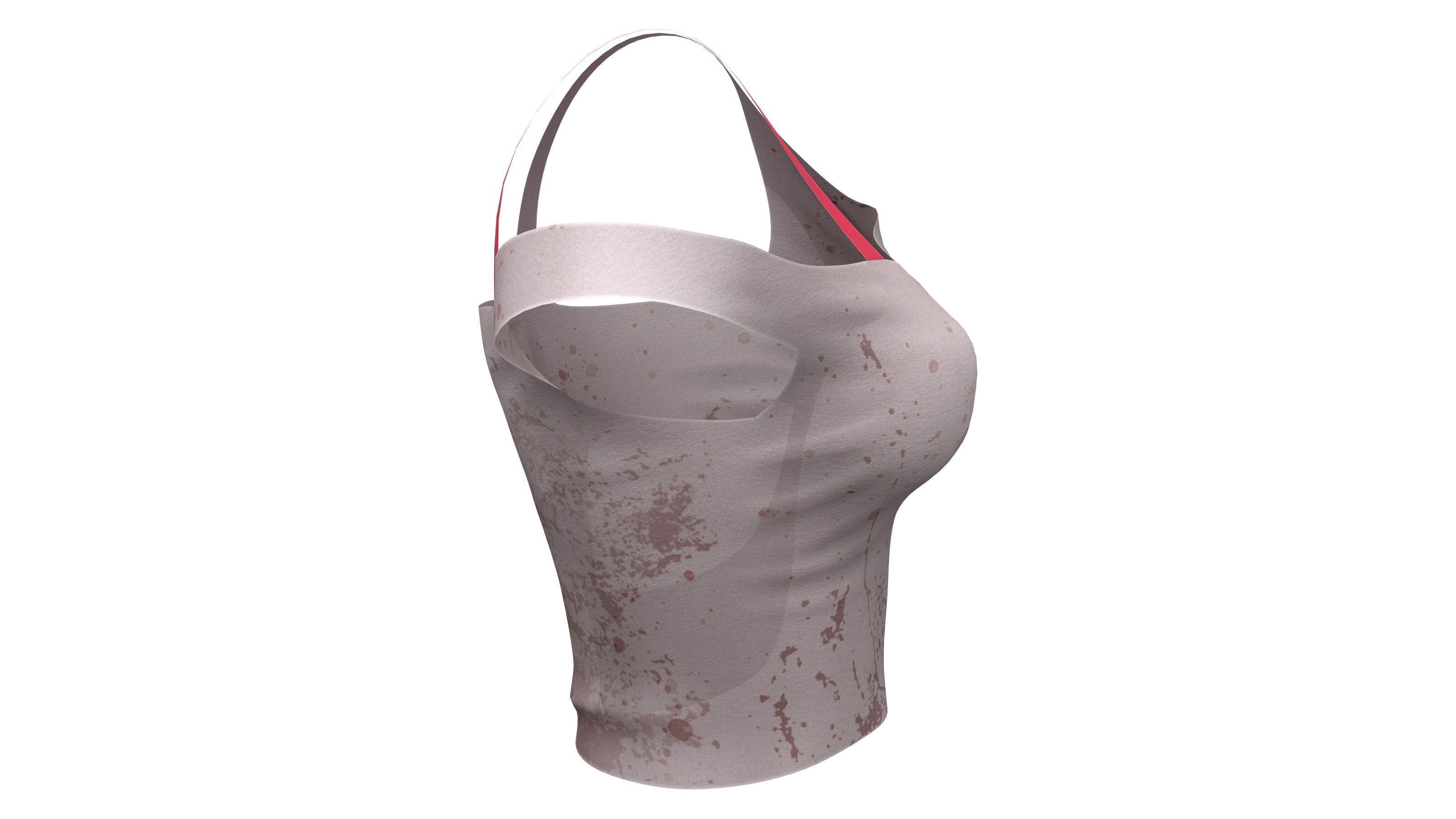 Female Stained Off Shoulder Crop Top Low-poly 3D model_5