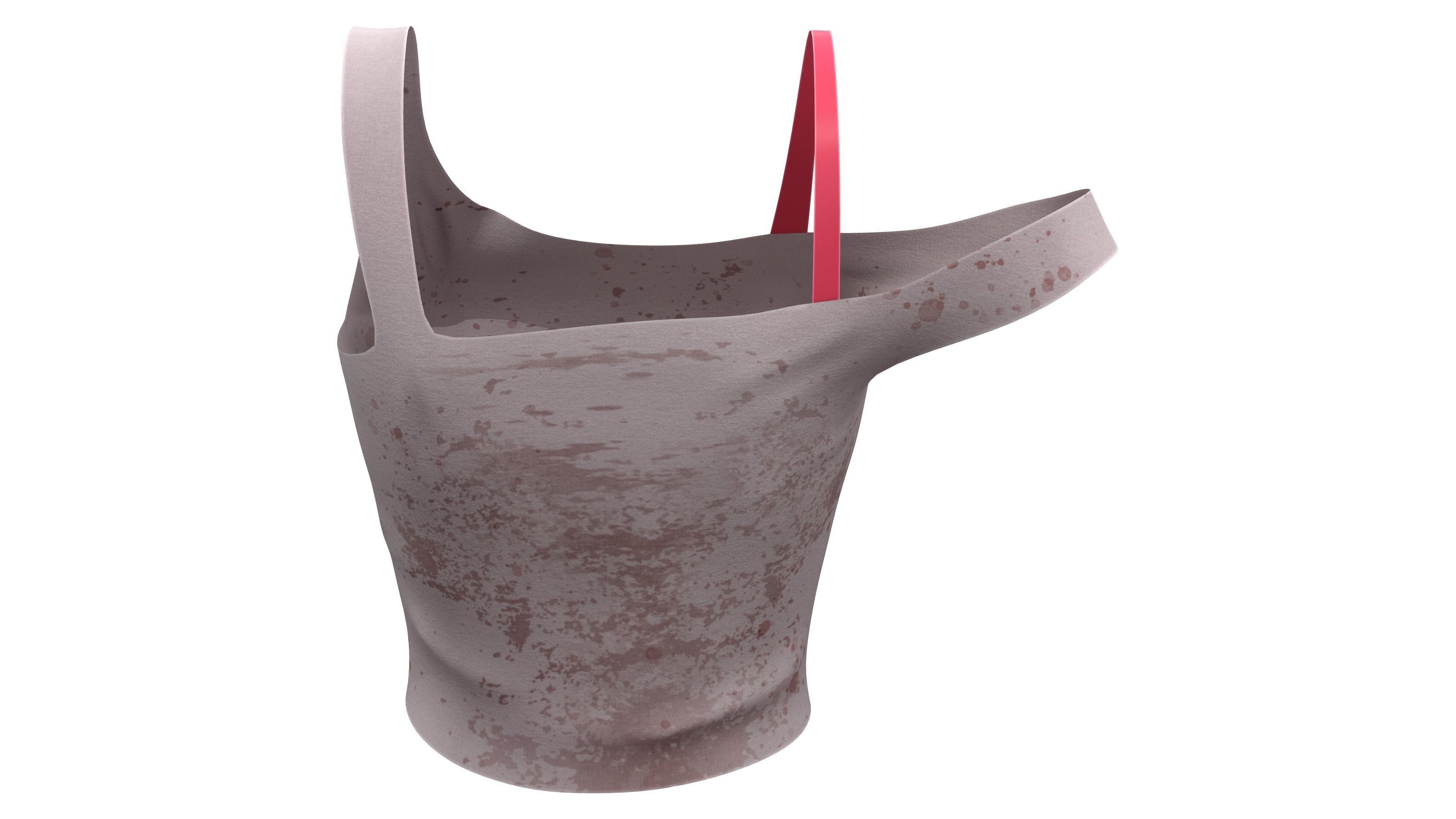 Female Stained Off Shoulder Crop Top Low-poly 3D model_4