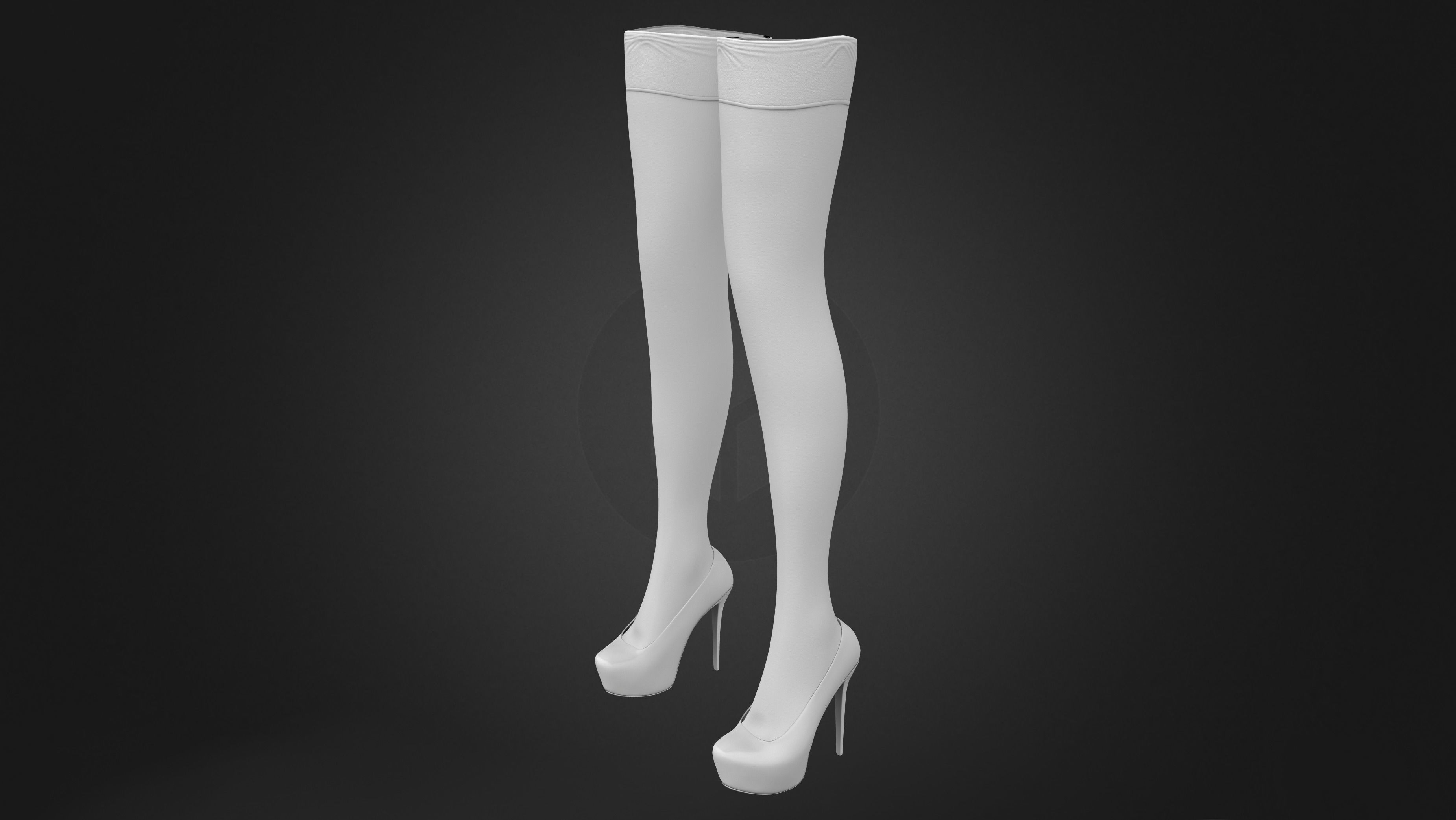 Pin Up Retro Stockings With With Red Shoes Low-poly 3D model_8