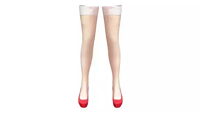 Pin Up Retro Stockings With With Red Shoes Low-poly 3D model