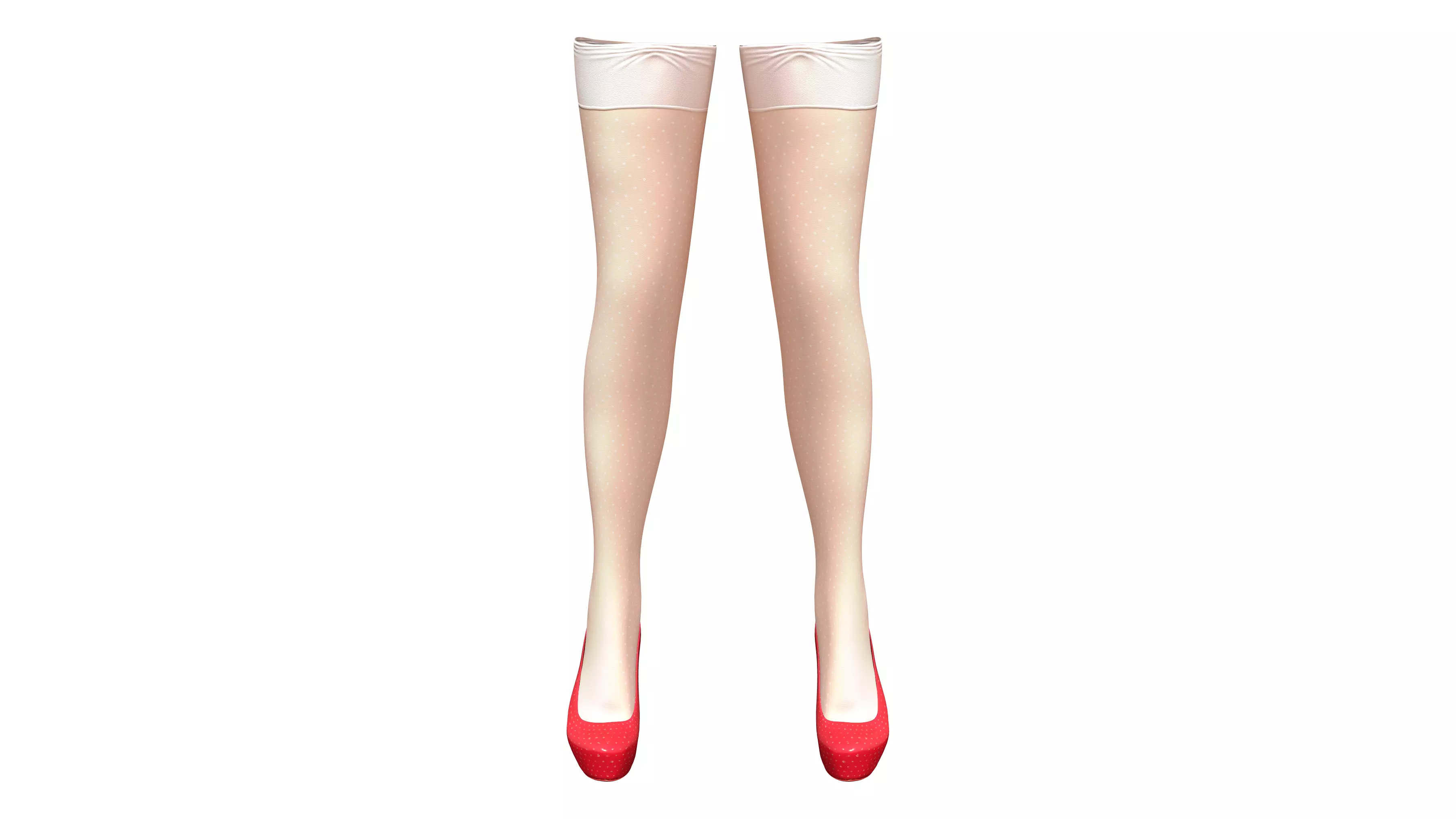 Pin Up Retro Stockings With With Red Shoes Low-poly 3D model_0