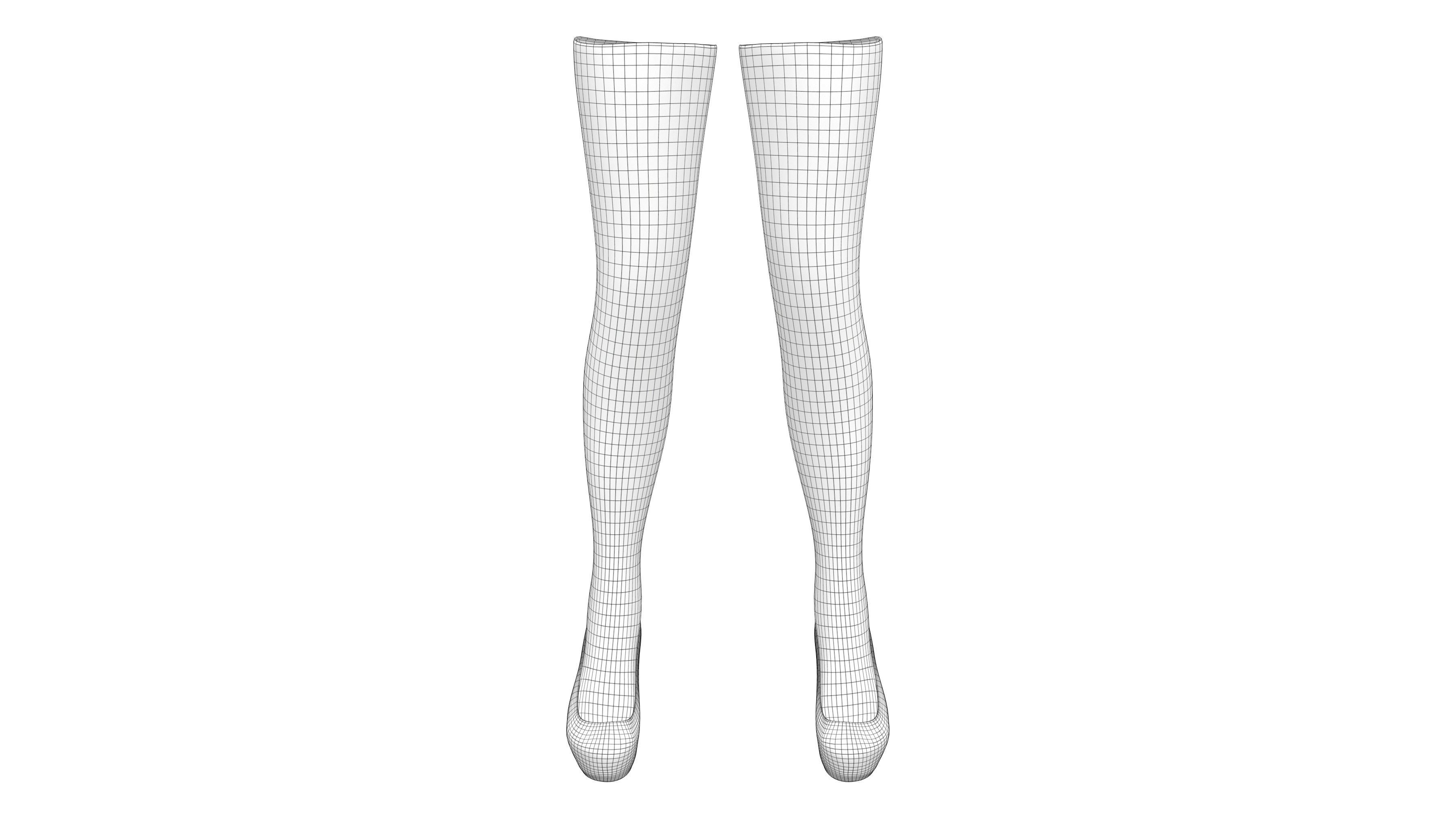 Pin Up Retro Stockings With With Red Shoes Low-poly 3D model_6