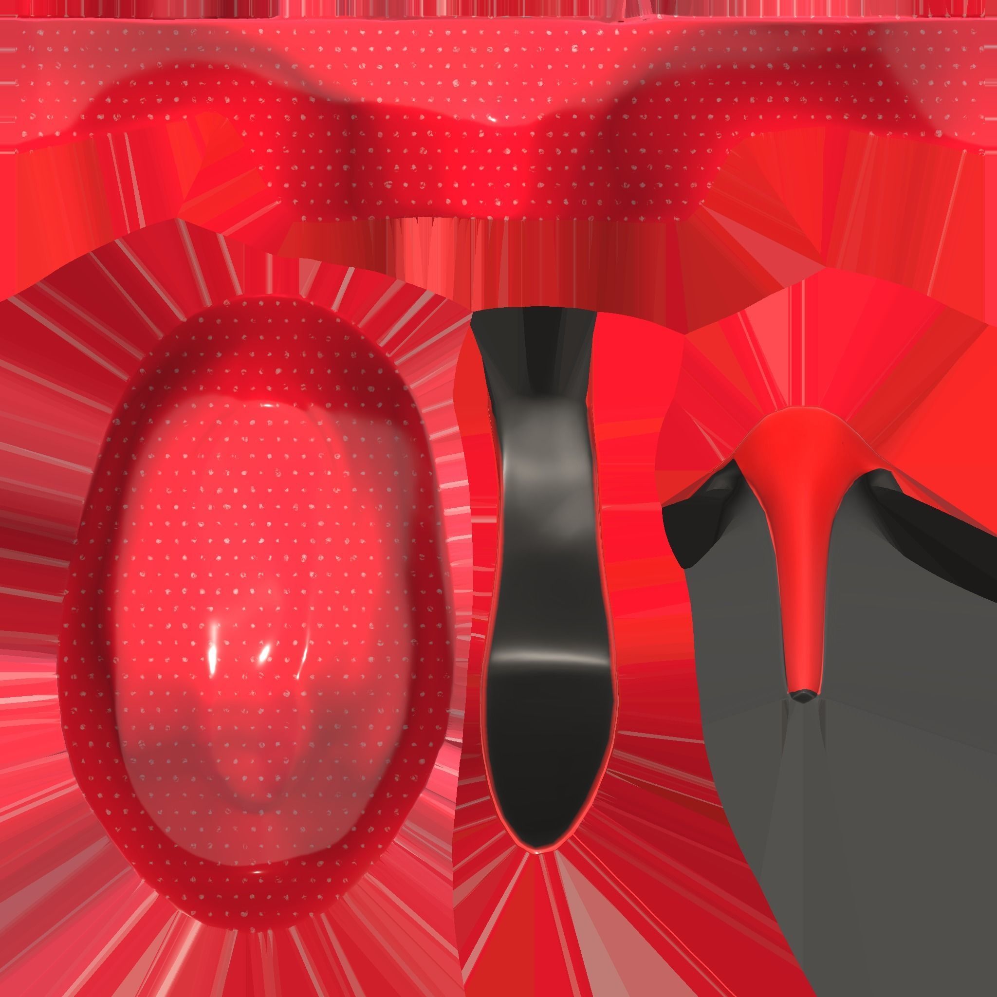 Pin Up Retro Stockings With With Red Shoes Low-poly 3D model_9