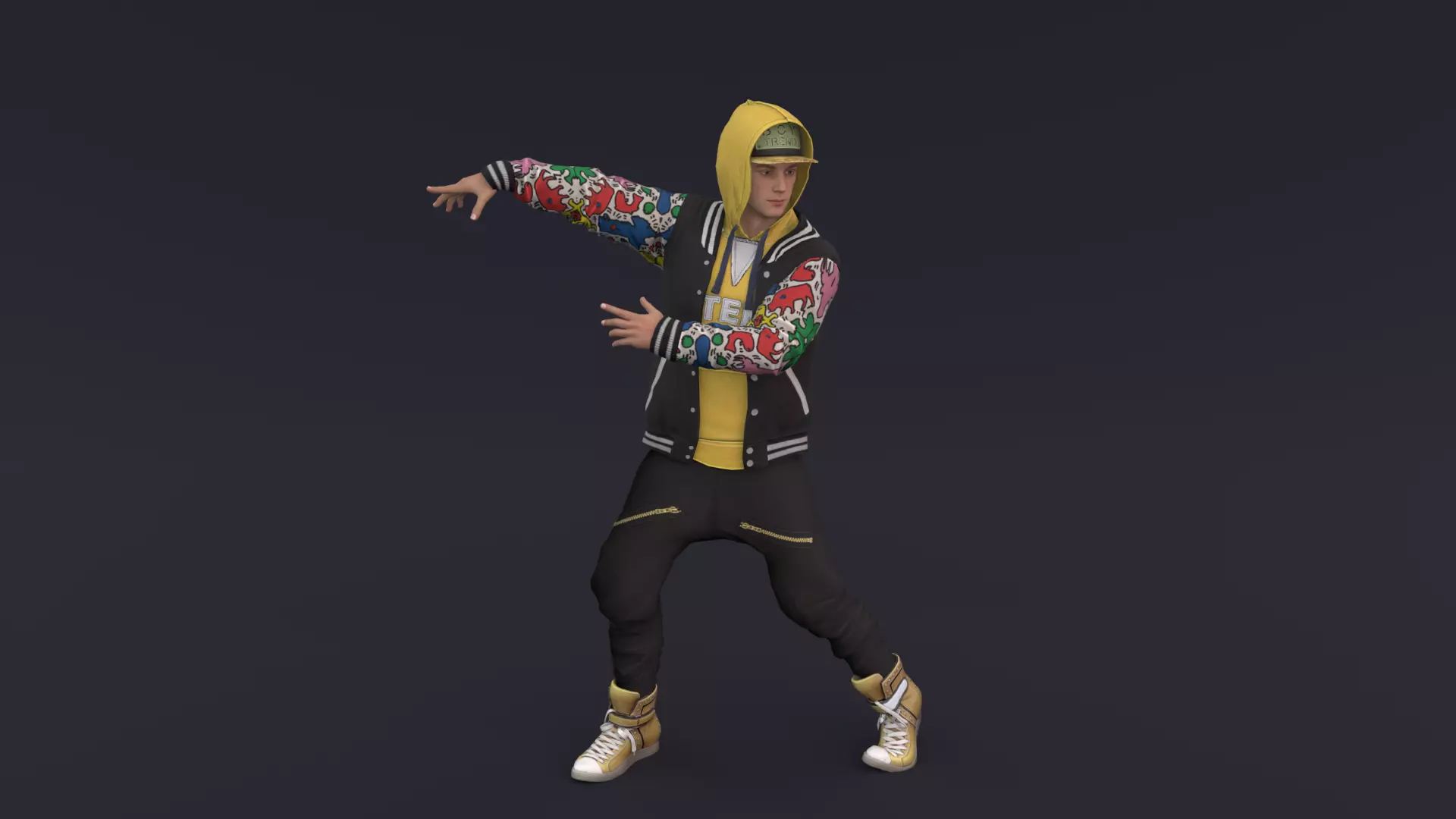 Hip Hop Man Rigged 3D Modle Low-poly 3D model