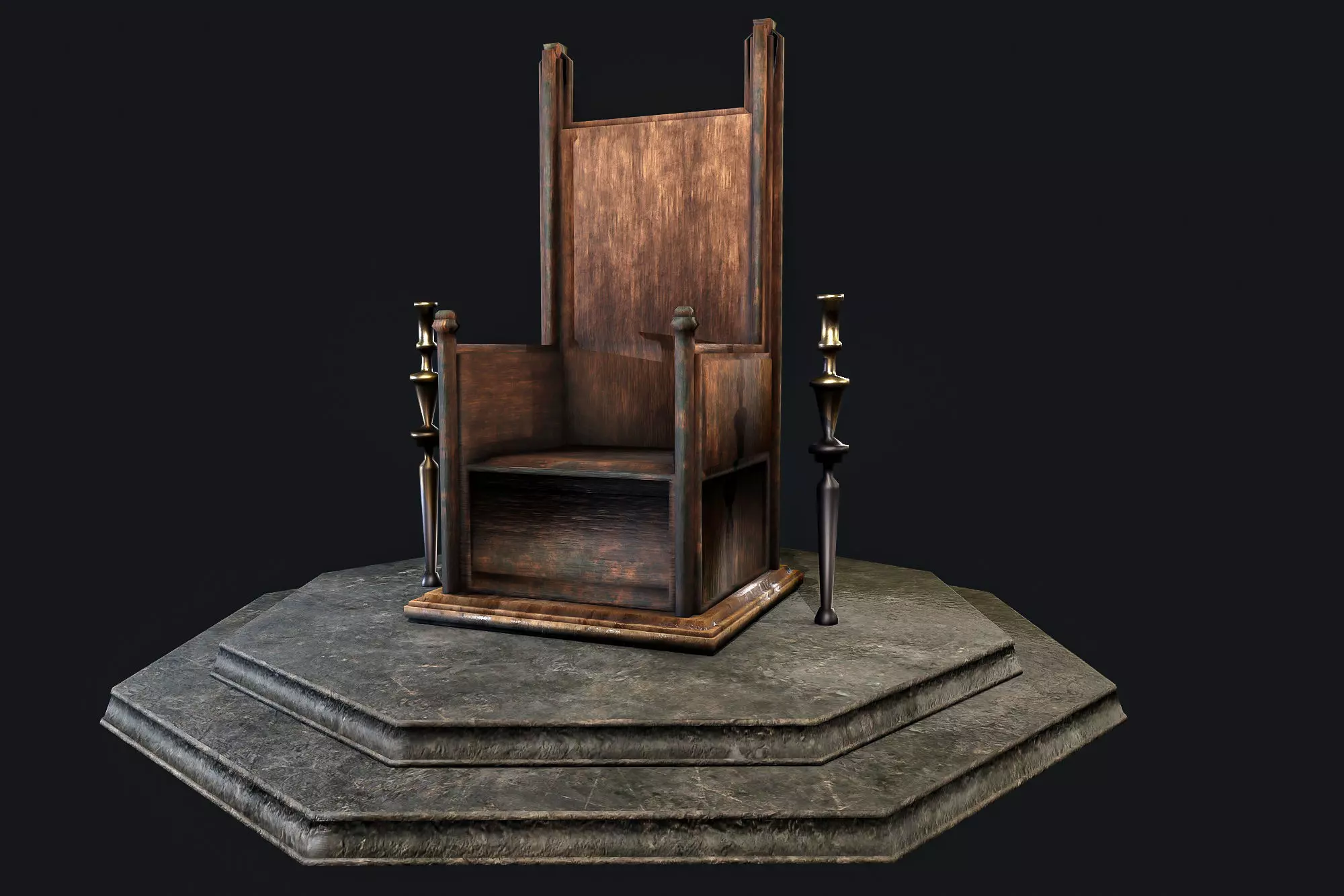 old wooden throne Low-poly 3D model