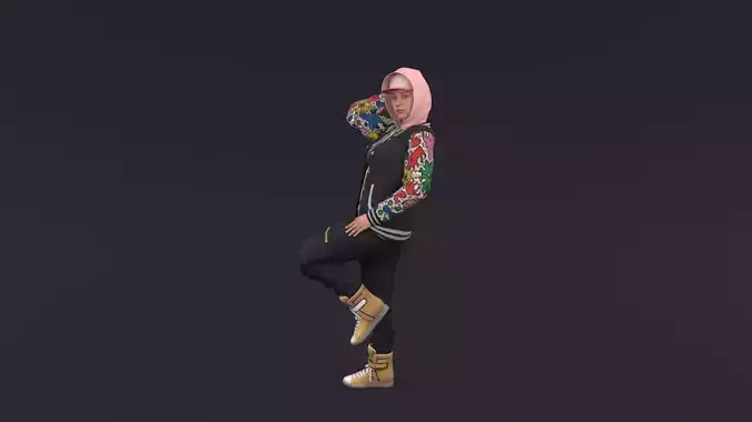 HipHop Girl Rigged 3D Modle