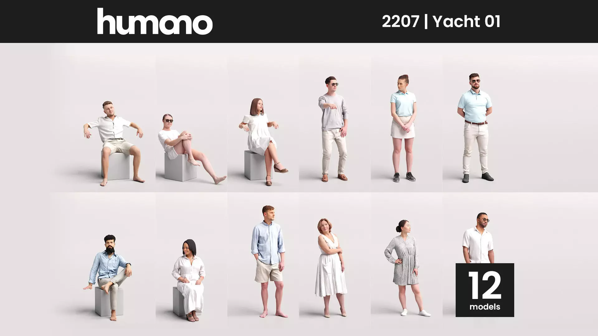 Humano 12- Collection 2207 - YACHT PEOPLE - 12 x 3D models 3D model_0