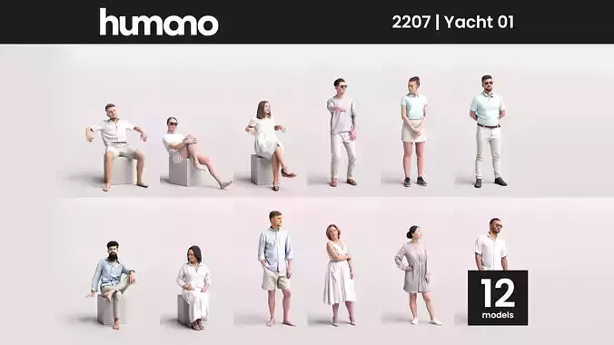 Humano 12- Collection 2207 - YACHT PEOPLE - 12 x 3D models 