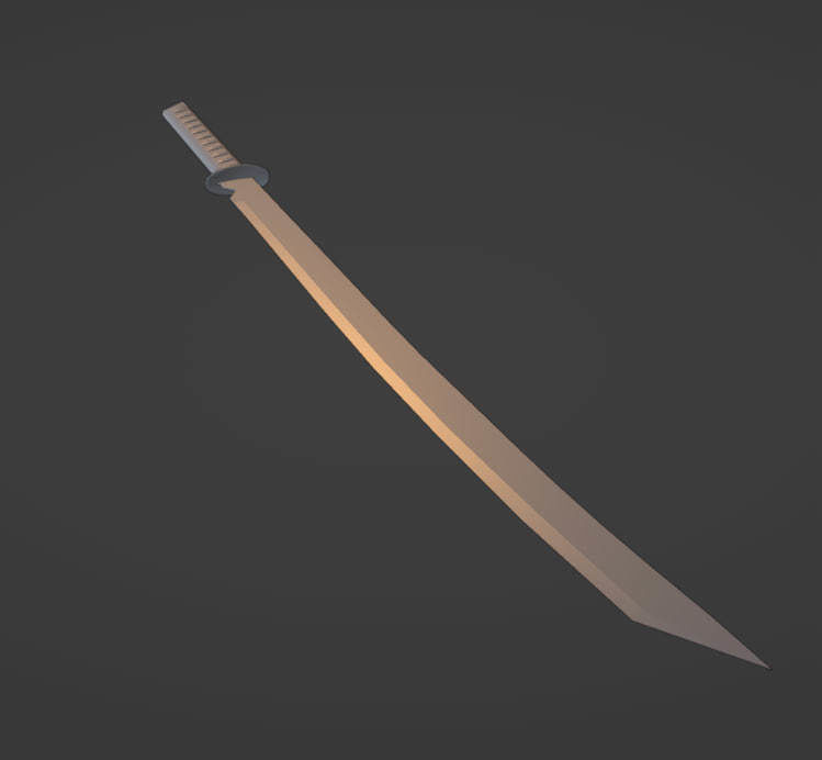 Katana Low-poly 3D model_3