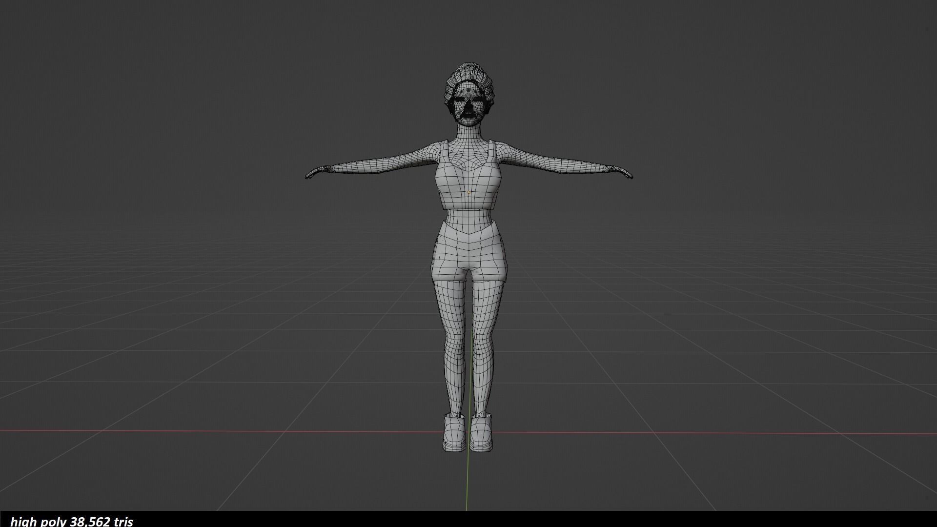 Low Poly Female Girl Low-poly 3D model_5
