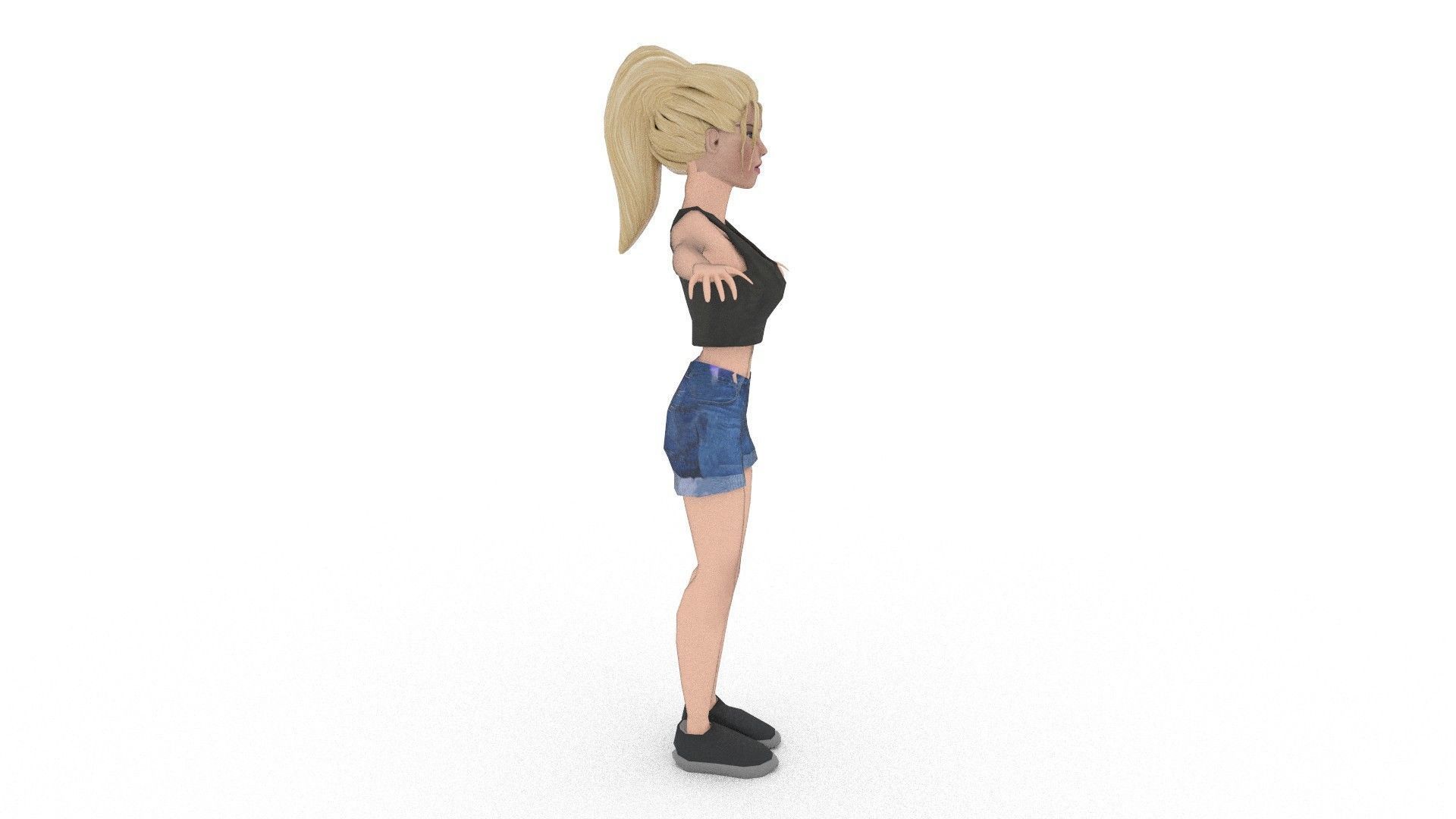 Low Poly Female Girl Low-poly 3D model_2