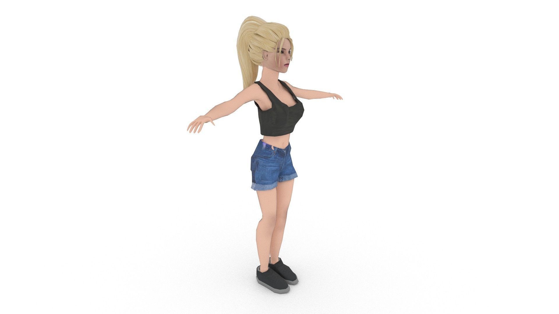 Low Poly Female Girl Low-poly 3D model_1