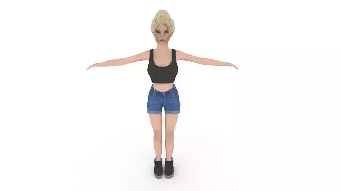 Low Poly Female Girl Low-poly 3D model