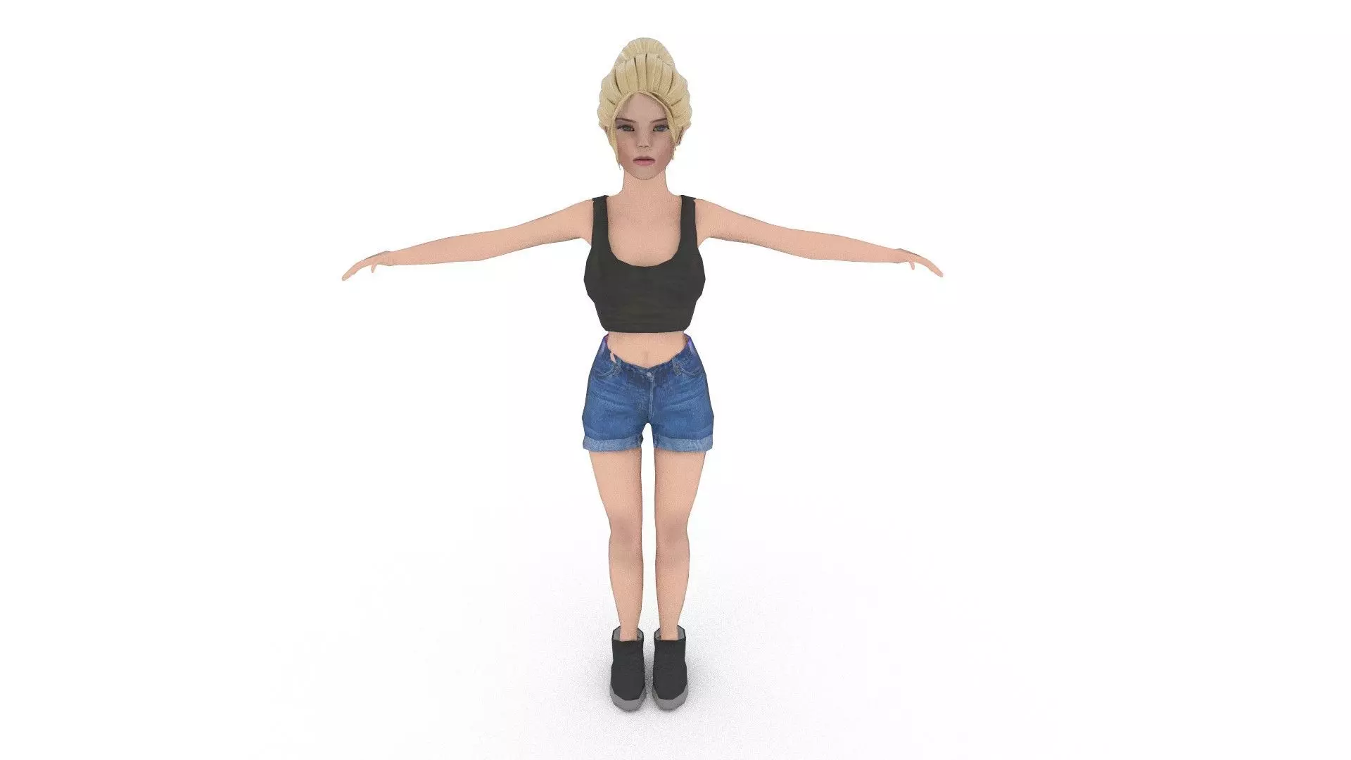 Low Poly Female Girl Low-poly 3D model_0