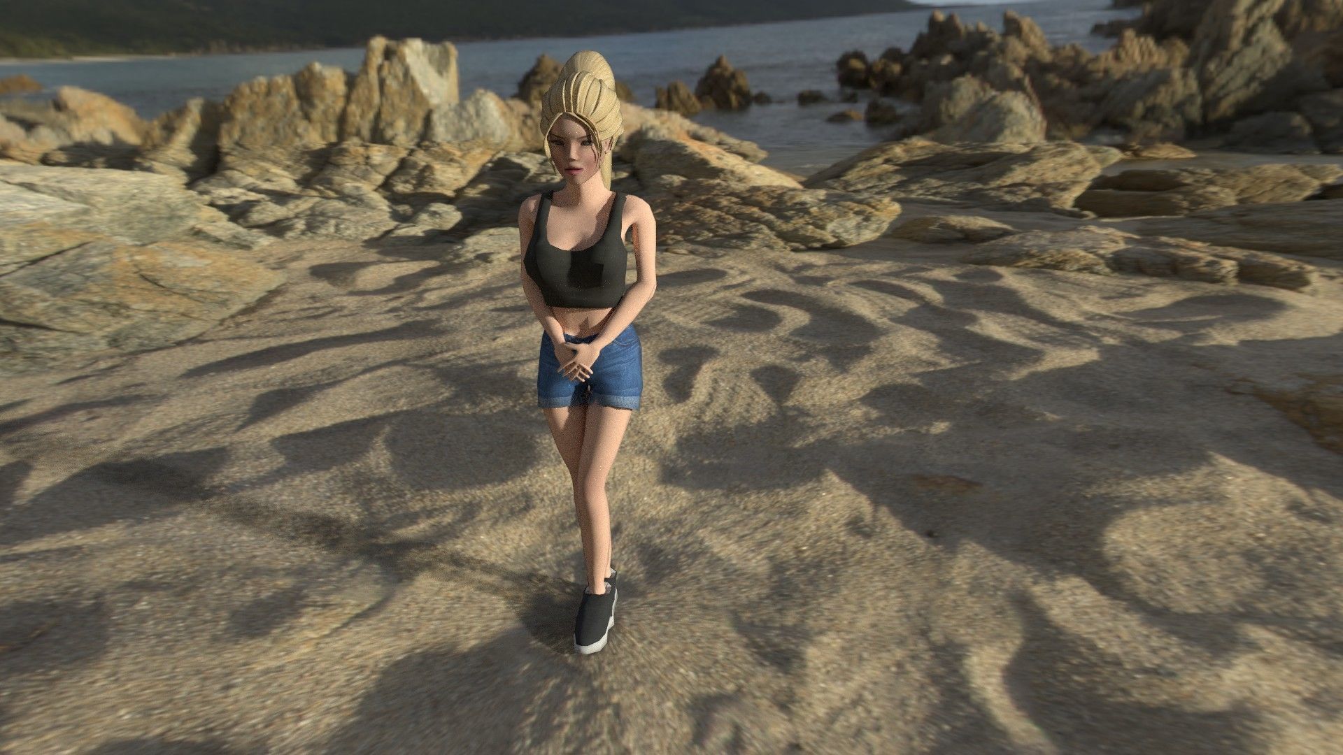 Low Poly Female Girl Low-poly 3D model_4