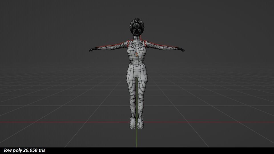 Low Poly Female Girl Low-poly 3D model_6