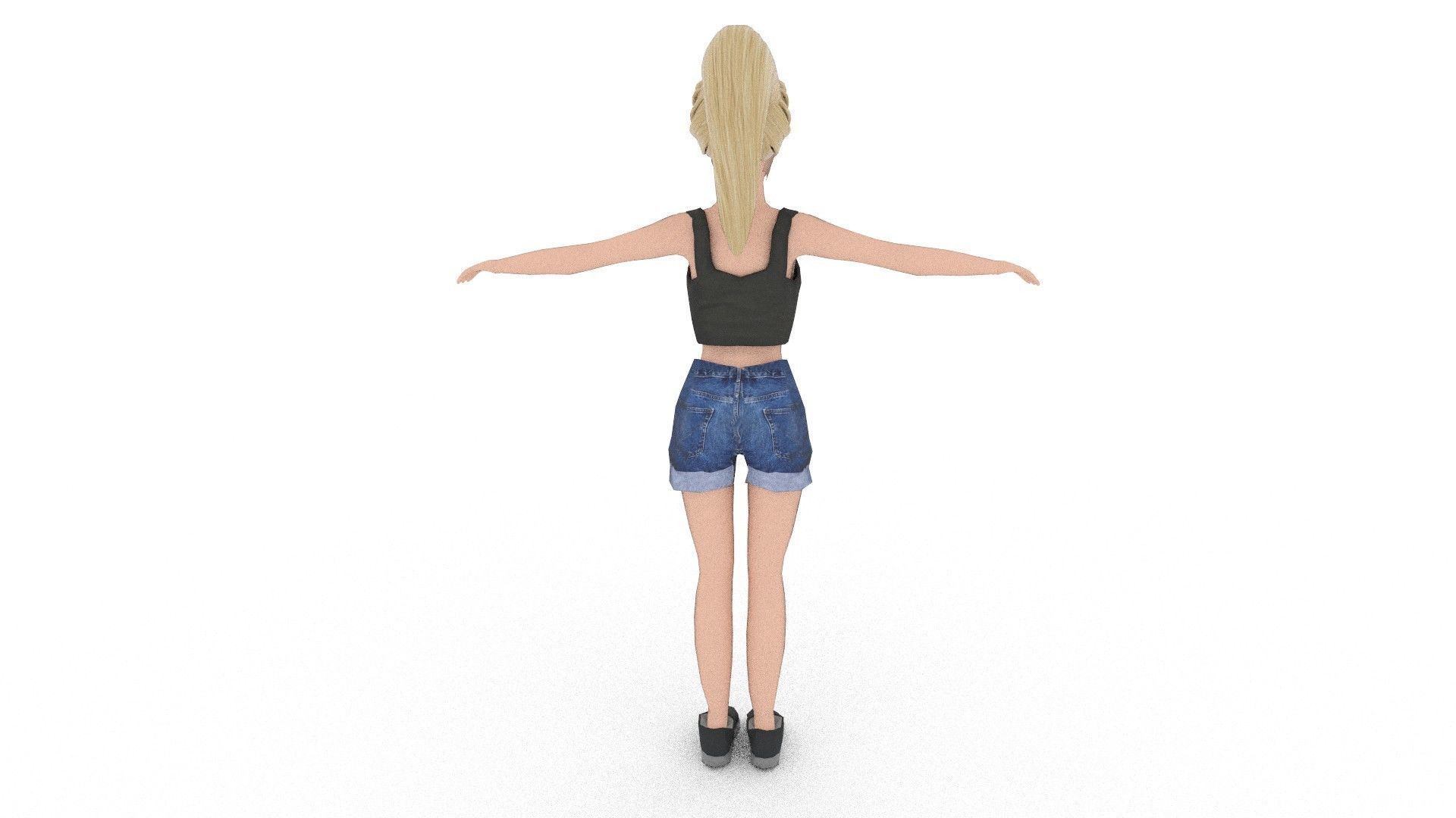 Low Poly Female Girl Low-poly 3D model_3