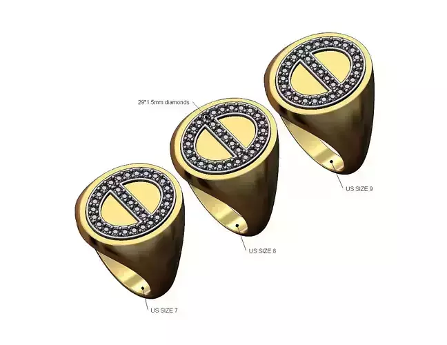 Diamond anchor link inserts oval signet US sizes 7 8 9