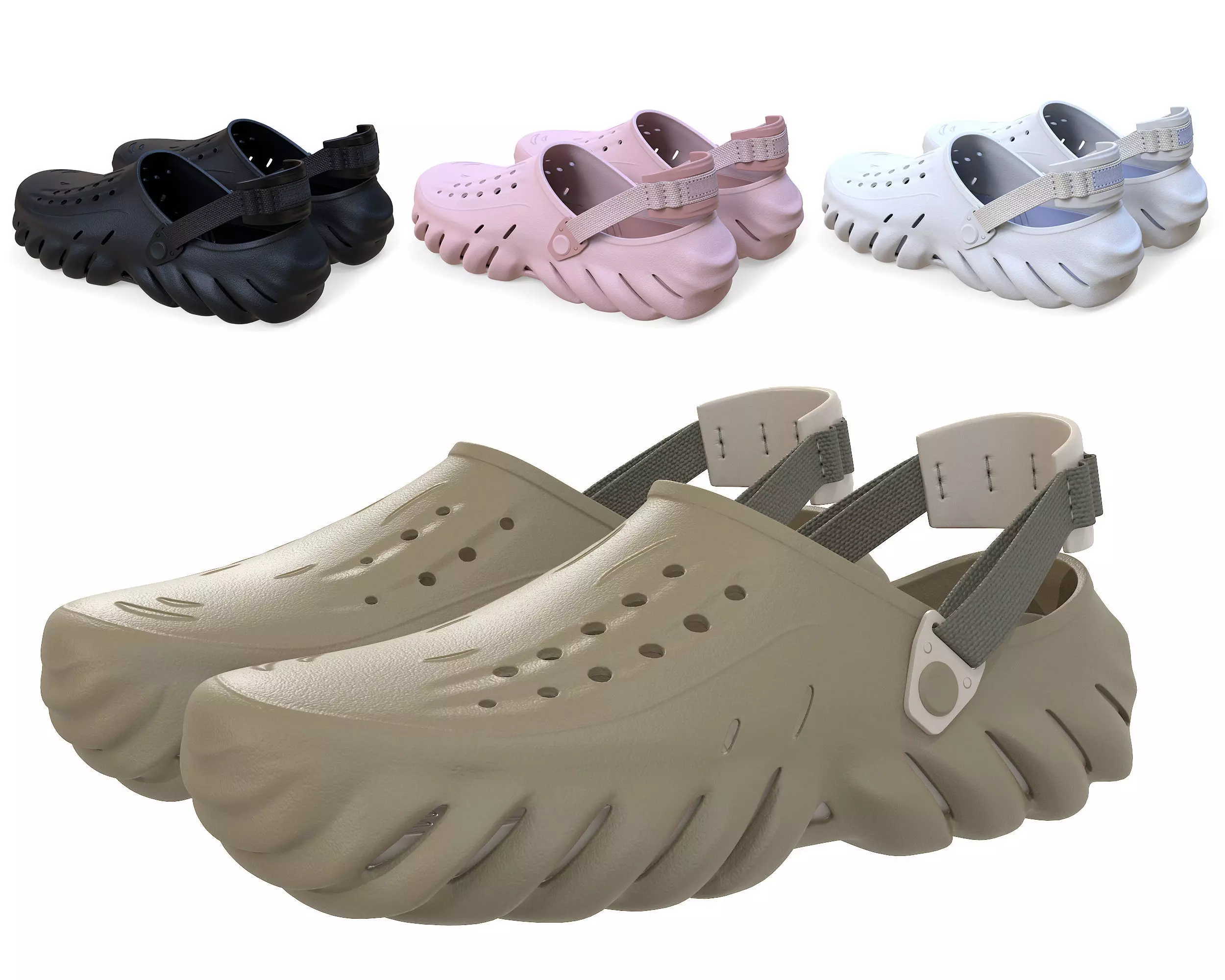Crocs Echo Clog Shoes Low-poly 3D model