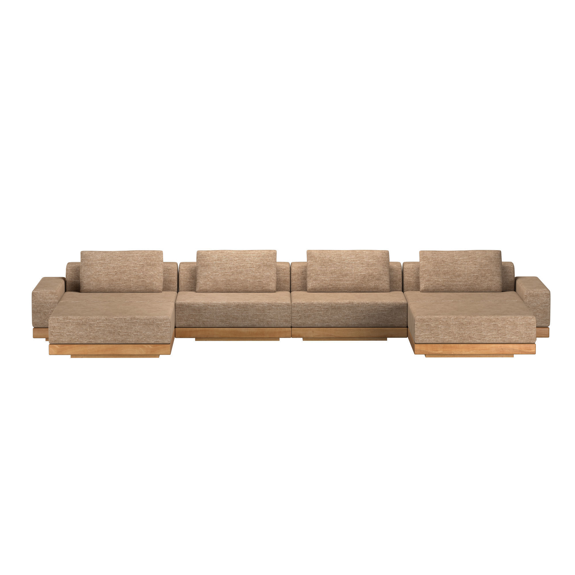 CORTONA TEAK MODULAR U-CHAISE SECTIONAL 3D model_2