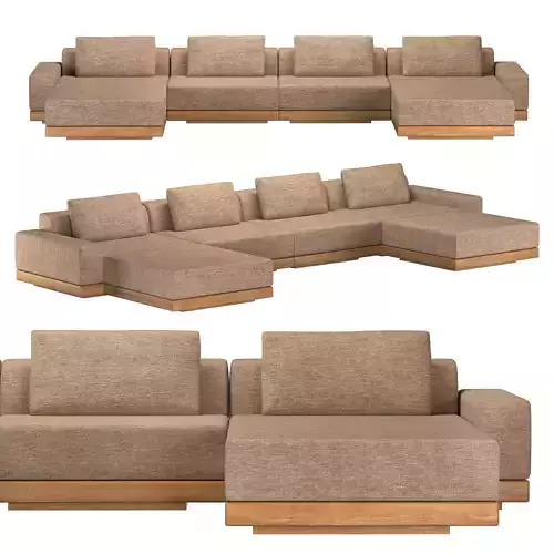 CORTONA TEAK MODULAR U-CHAISE SECTIONAL