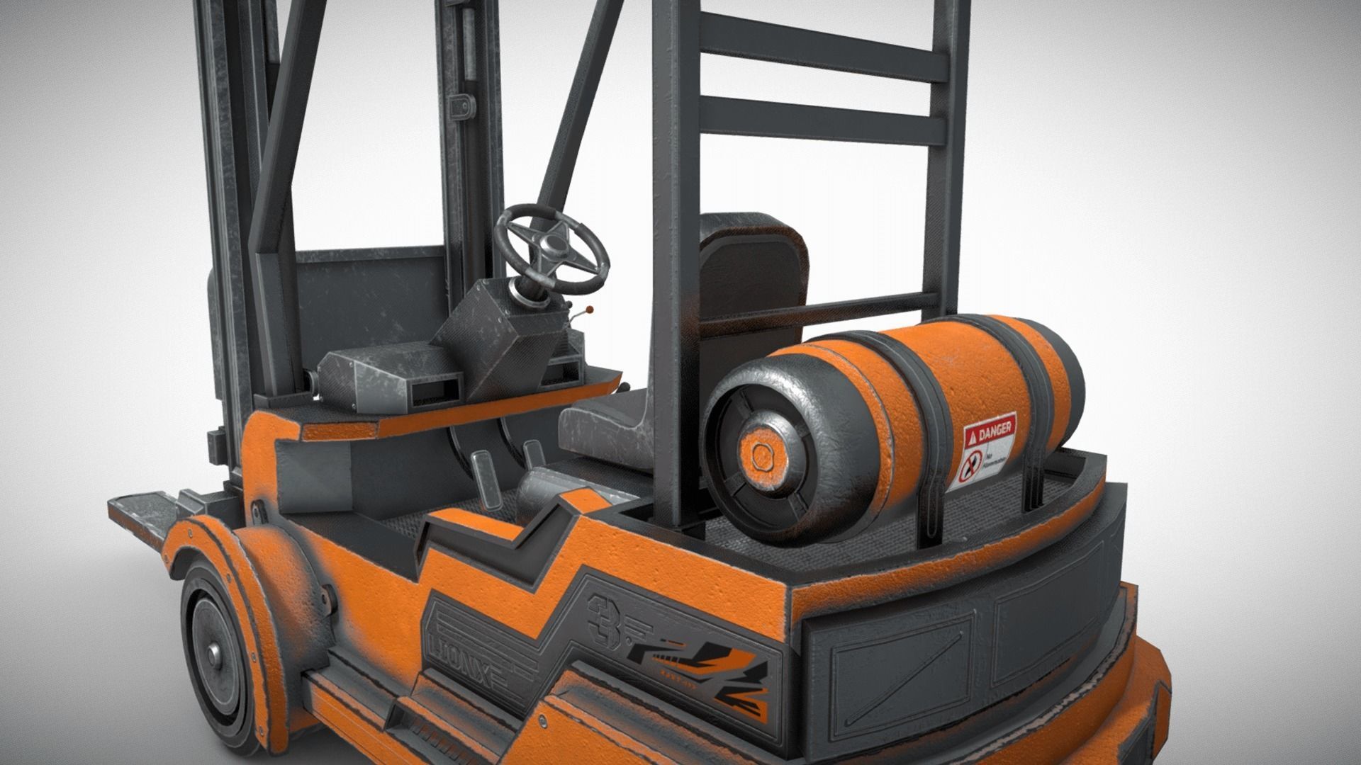 Forklift Vehicle Low-poly 3D model_2