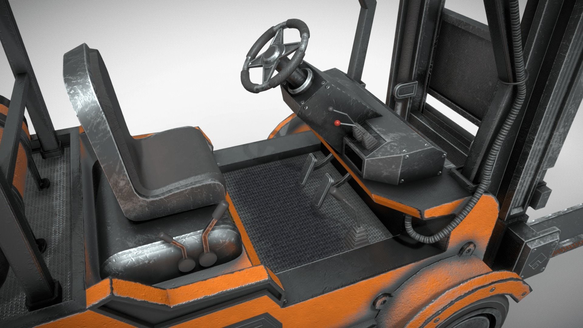 Forklift Vehicle Low-poly 3D model_3