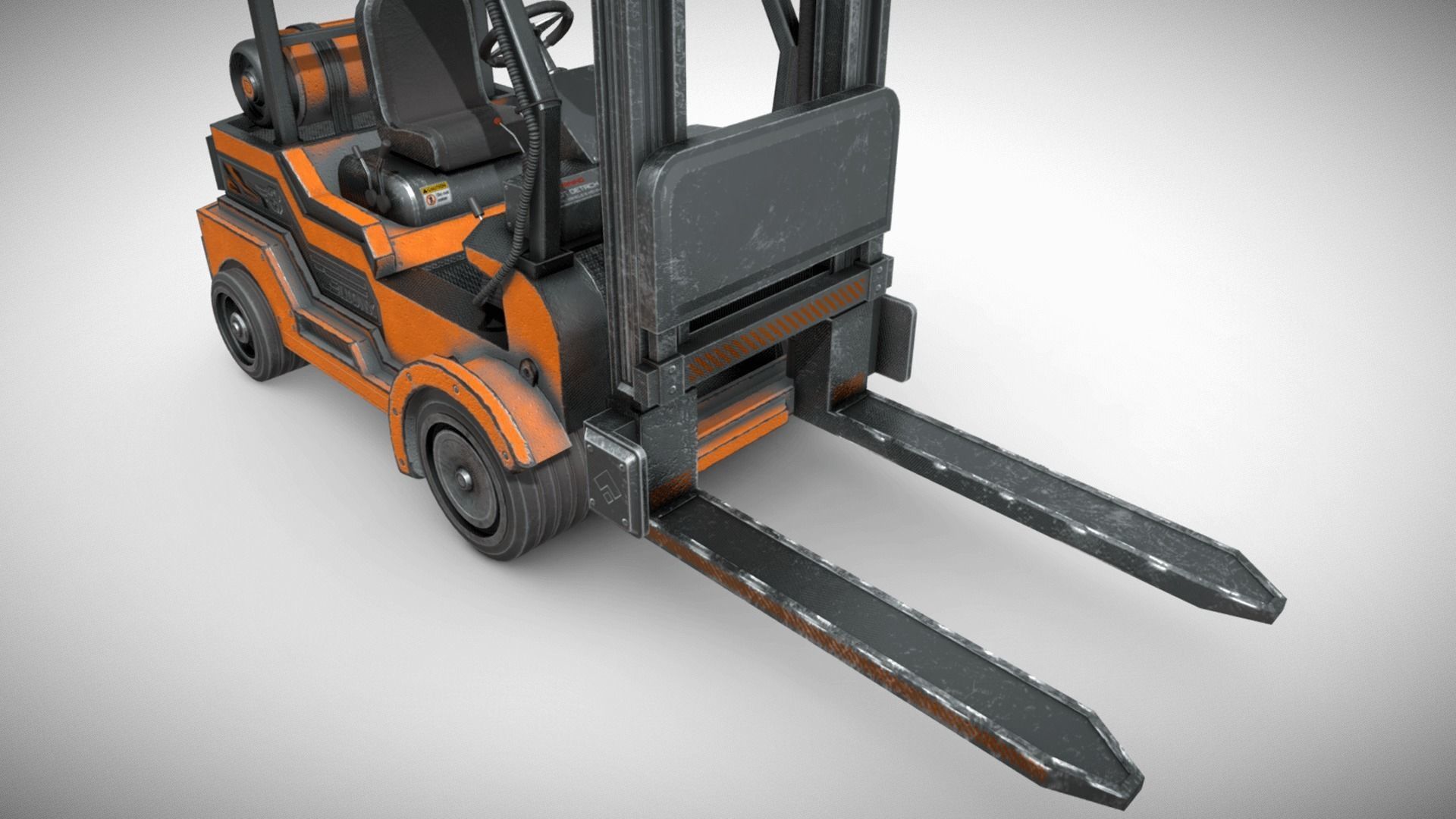 Forklift Vehicle Low-poly 3D model_4