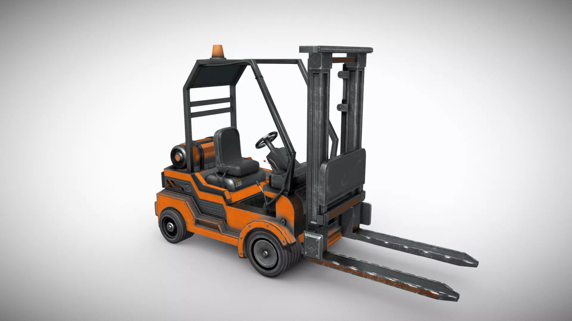Forklift Vehicle Low-poly 3D model_0