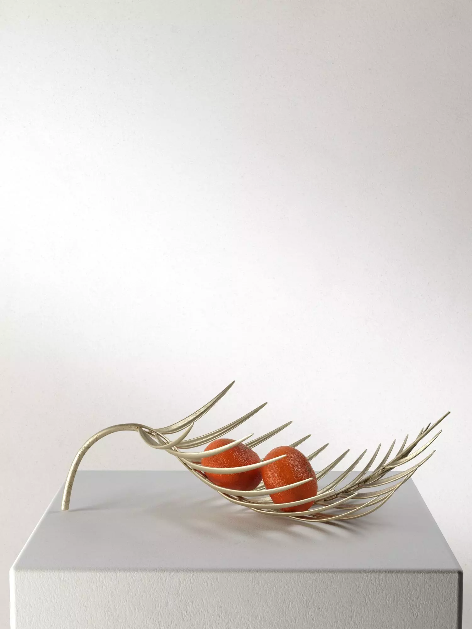 Palm Tray with Mandarins 3D model_0