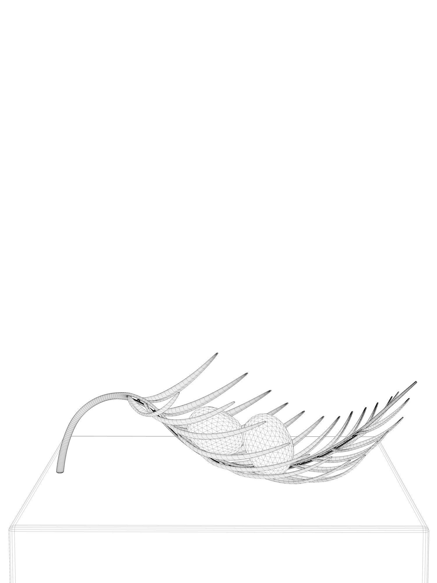 Palm Tray with Mandarins 3D model_3