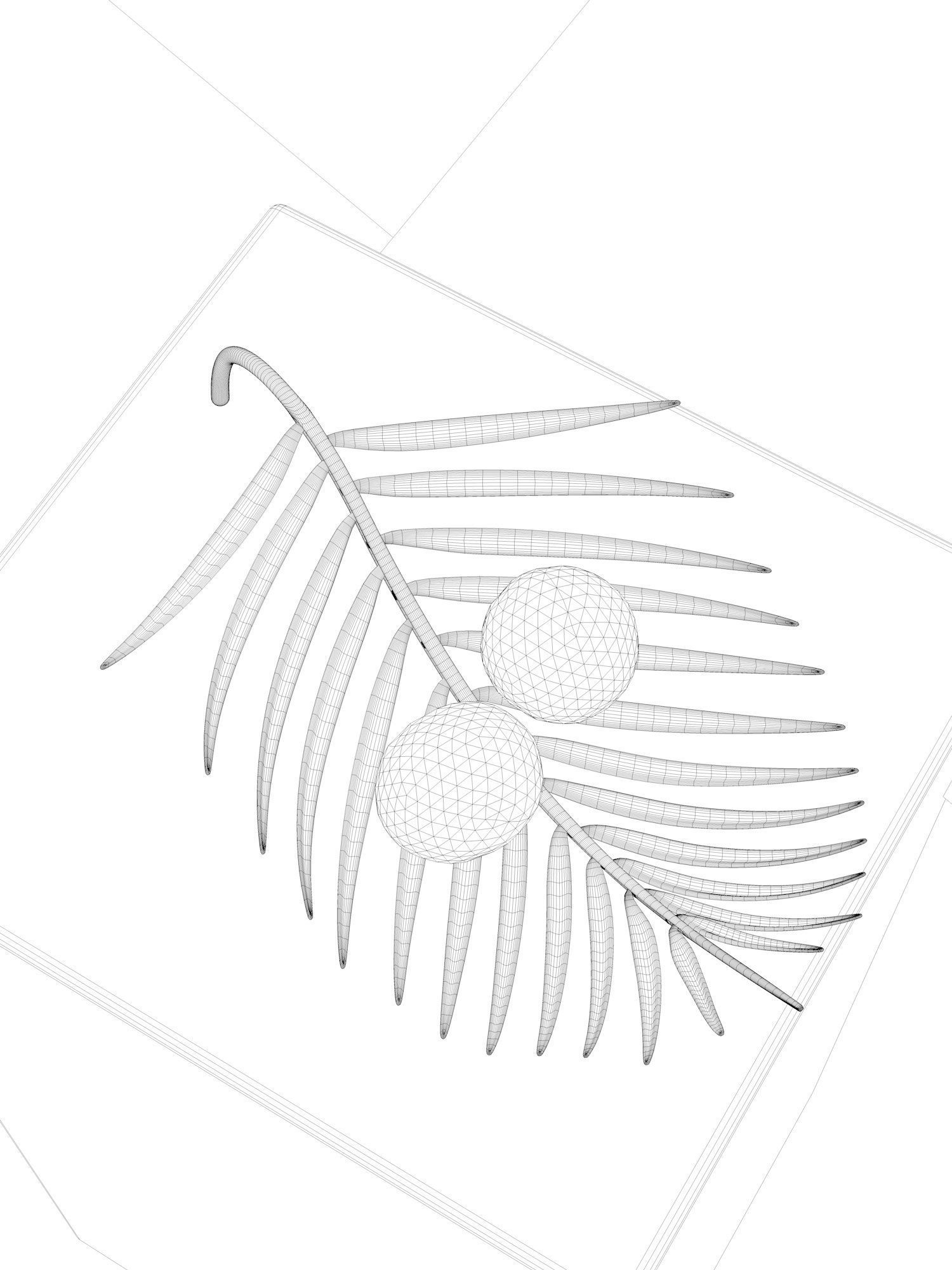 Palm Tray with Mandarins 3D model_4