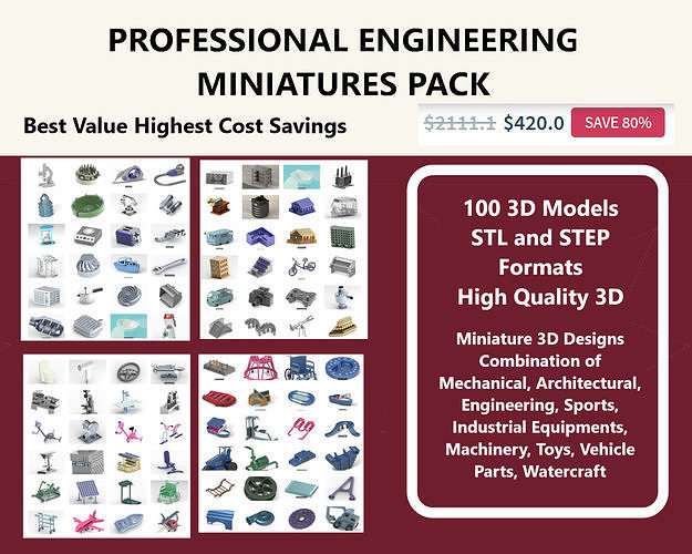 PROFESSIONAL ENGINEERING MINIATURES PACK 3D Model Collection