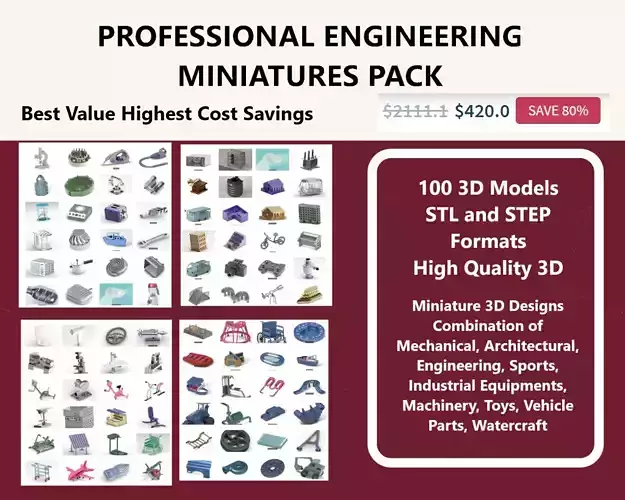 PROFESSIONAL ENGINEERING MINIATURES PACK 3D Model Collection
