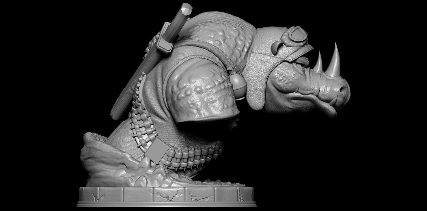 Fan Art Rocksteady From TMNT - Bust 3D print model_4