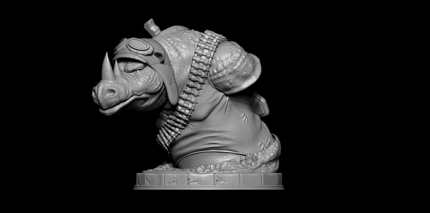 Fan Art Rocksteady From TMNT - Bust 3D print model_1