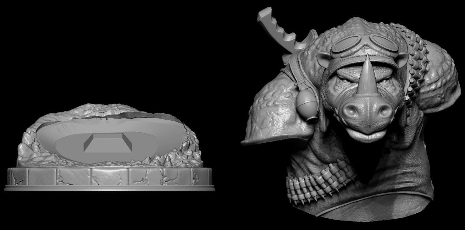 Fan Art Rocksteady From TMNT - Bust 3D print model_5