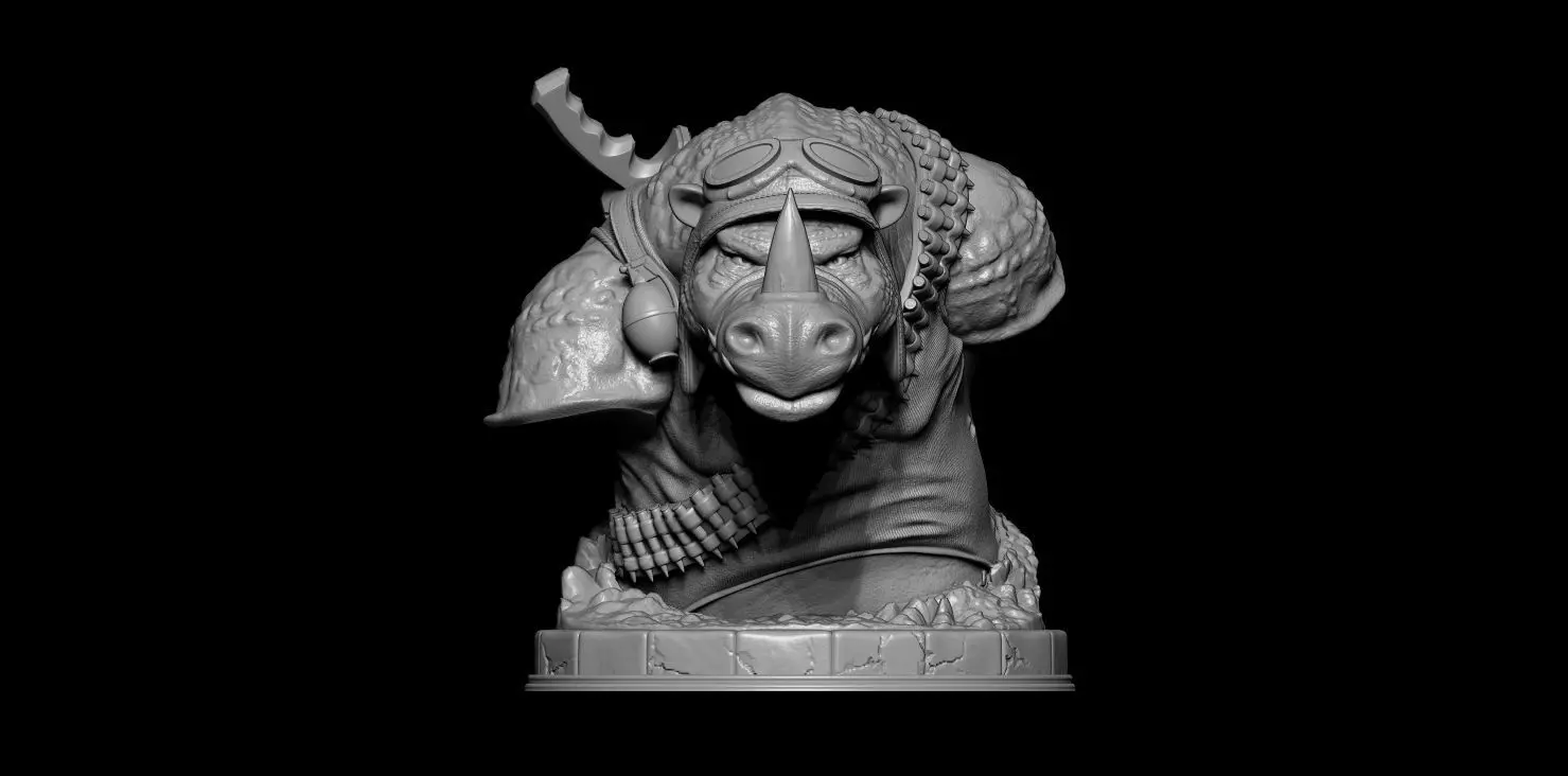 Fan Art Rocksteady From TMNT - Bust 3D print model_0