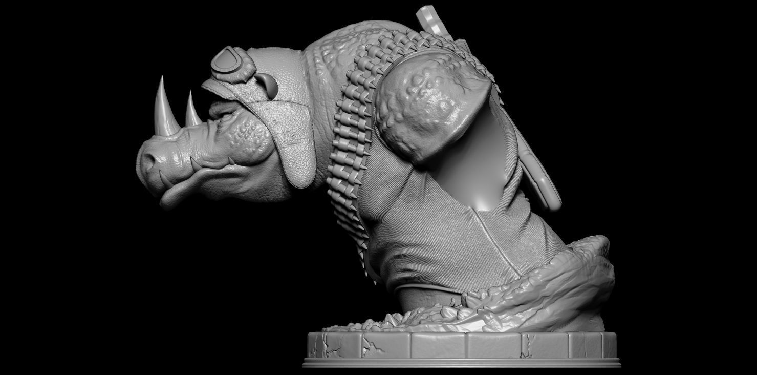 Fan Art Rocksteady From TMNT - Bust 3D print model_2