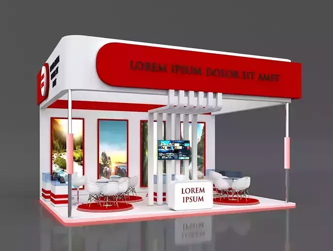 Booth Exhibition Stand Stall 8x6m Height 500 cm 3 Side Open 3D model