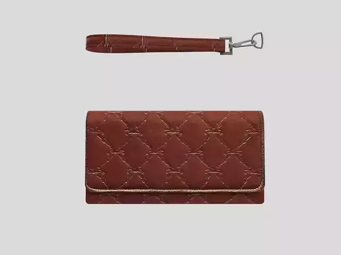 Wallet - Longchamp brown leather low poly