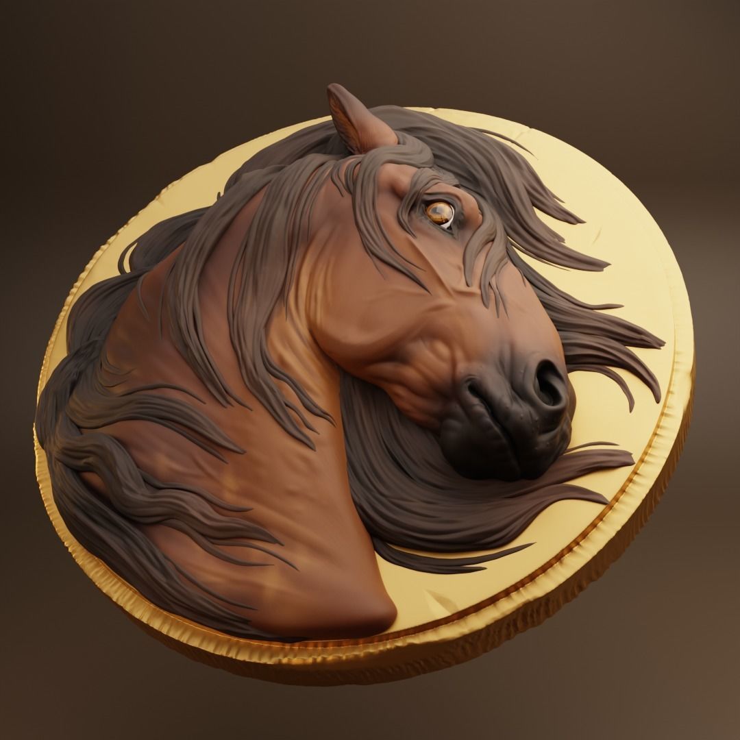 Drachma - Horse  Medallion 3D print model_1