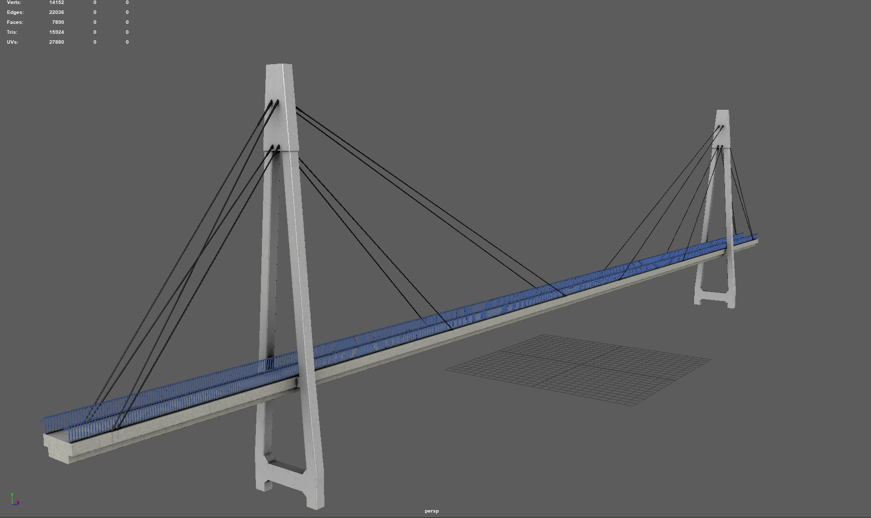 Footbridge Low-poly 3D model_8