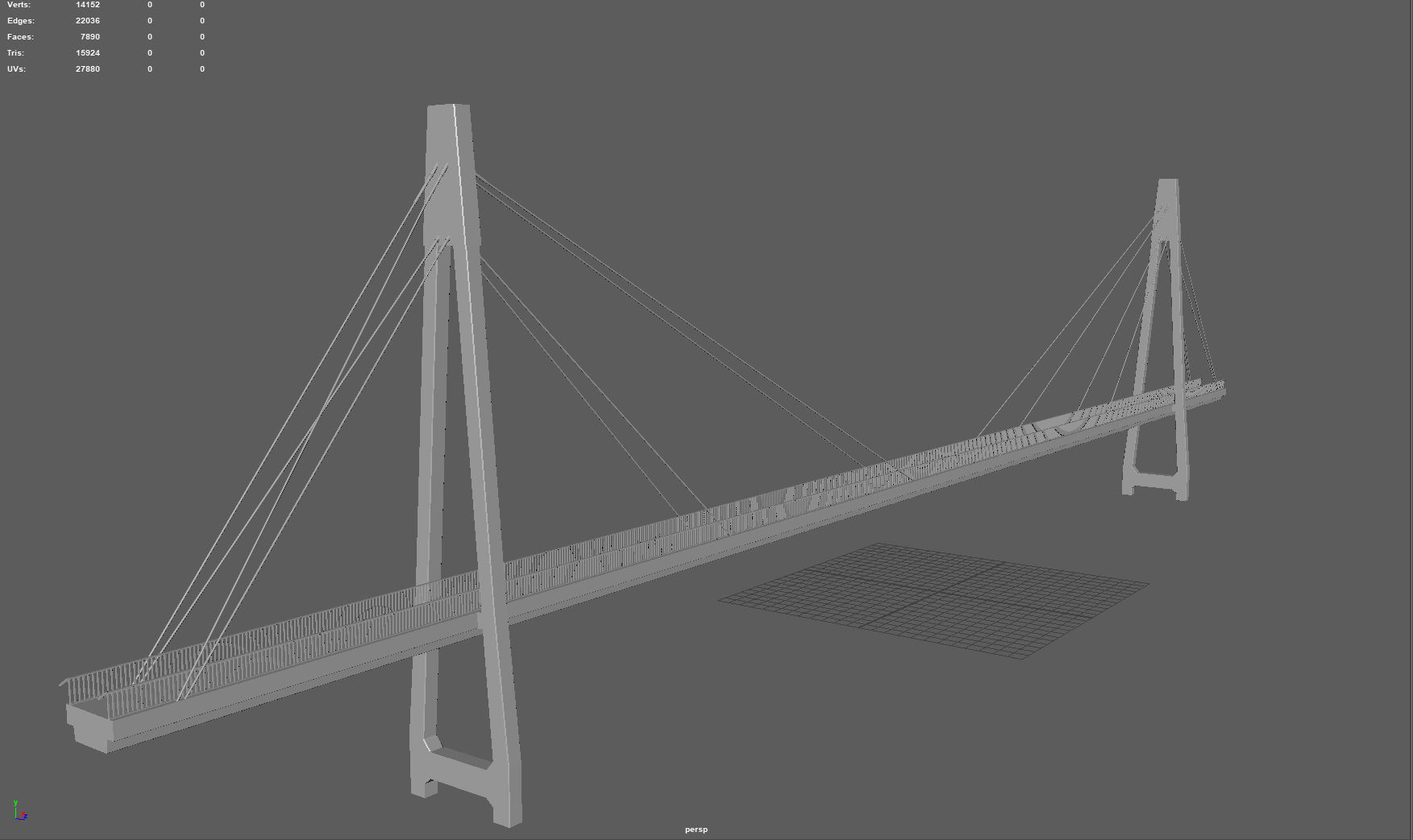 Footbridge Low-poly 3D model_10