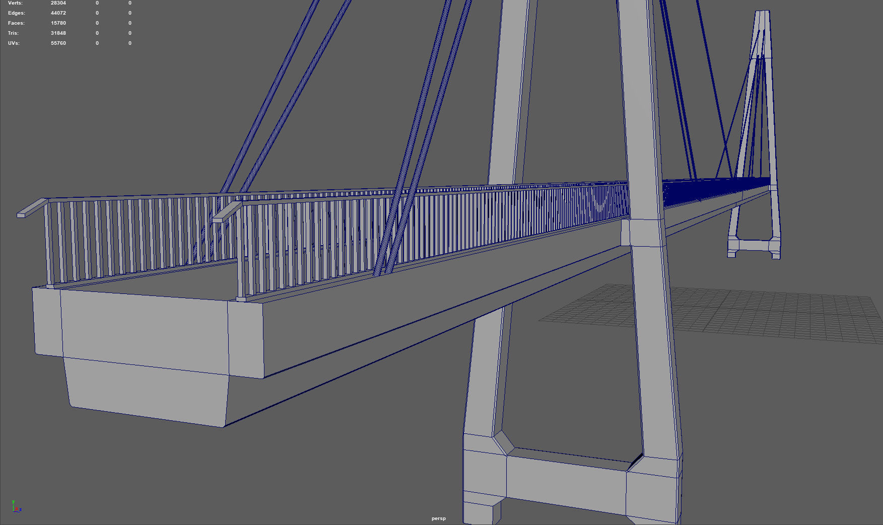 Footbridge Low-poly 3D model_14