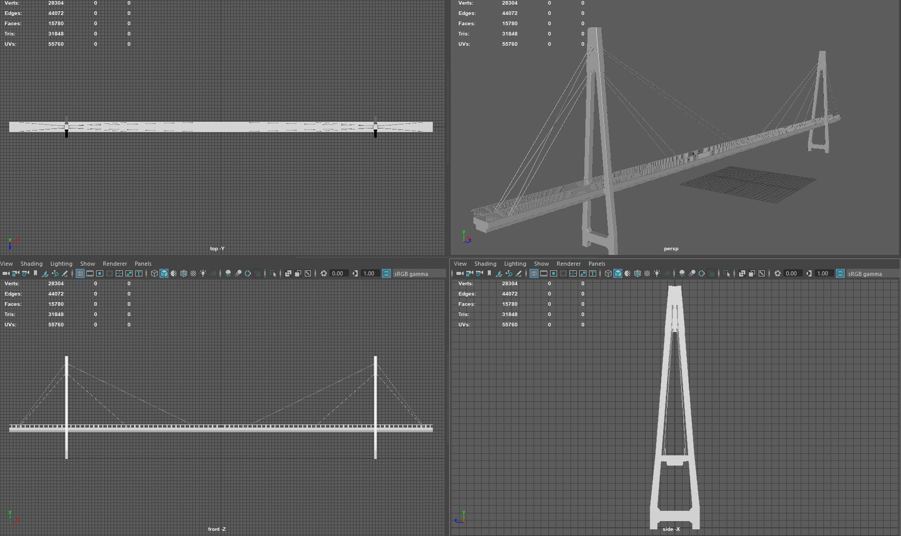 Footbridge Low-poly 3D model_12