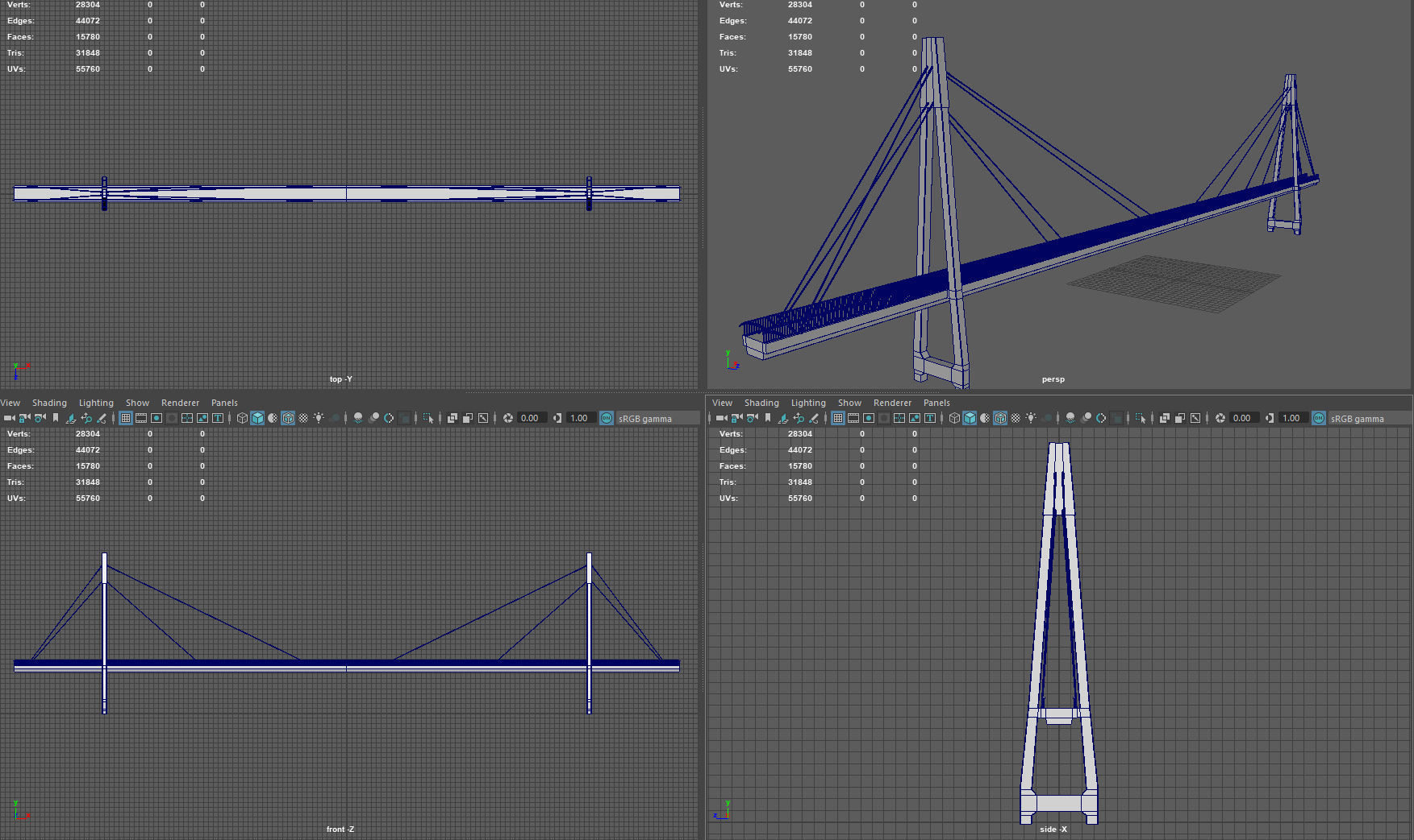 Footbridge Low-poly 3D model_13