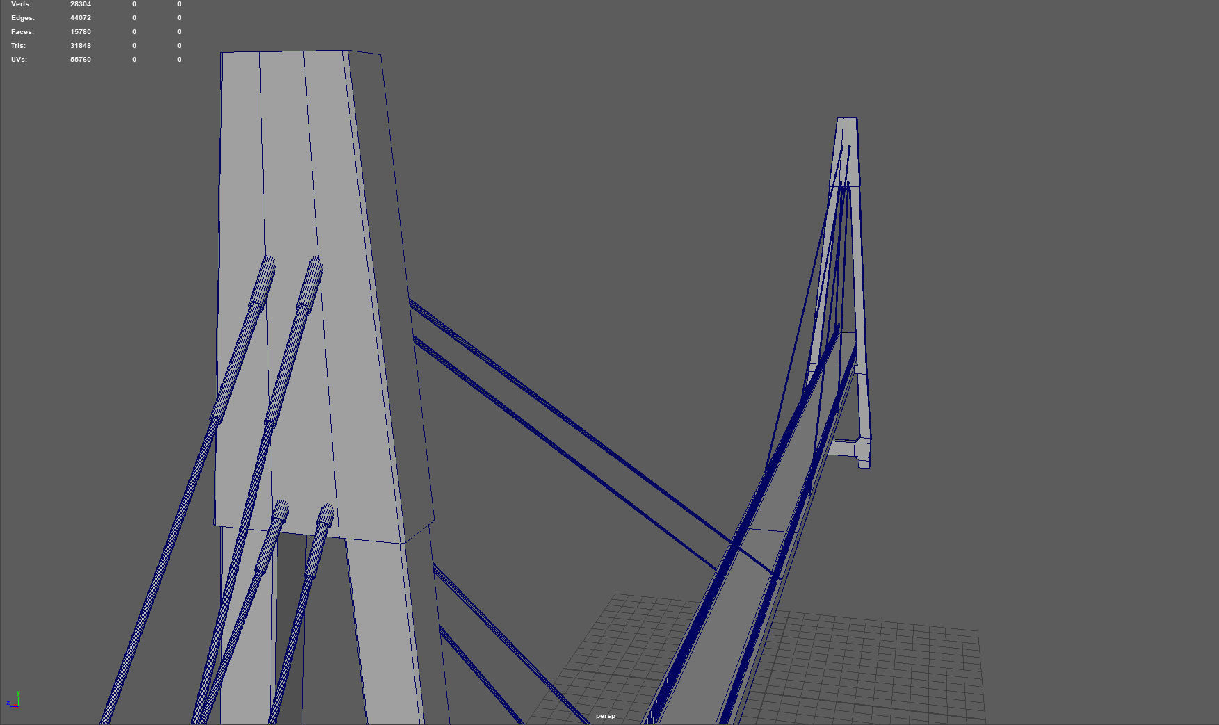 Footbridge Low-poly 3D model_16