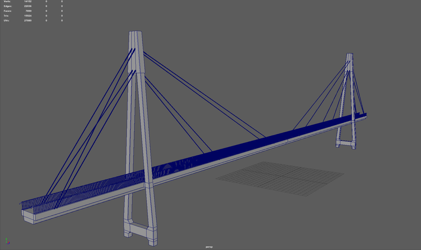 Footbridge Low-poly 3D model_11
