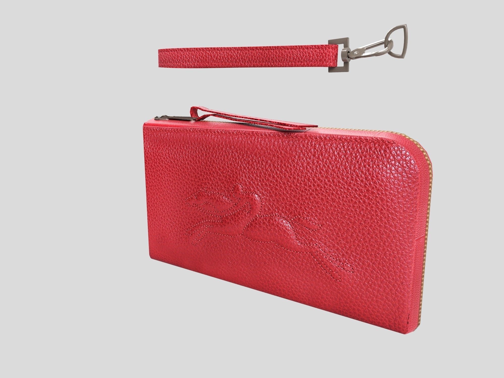 Wallet - Red leather 2 Longchamp low poly Low-poly 3D model_2